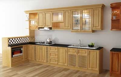 Tủ bếp gỗ tự nhiên bền đẹp mãi với thời gian.
